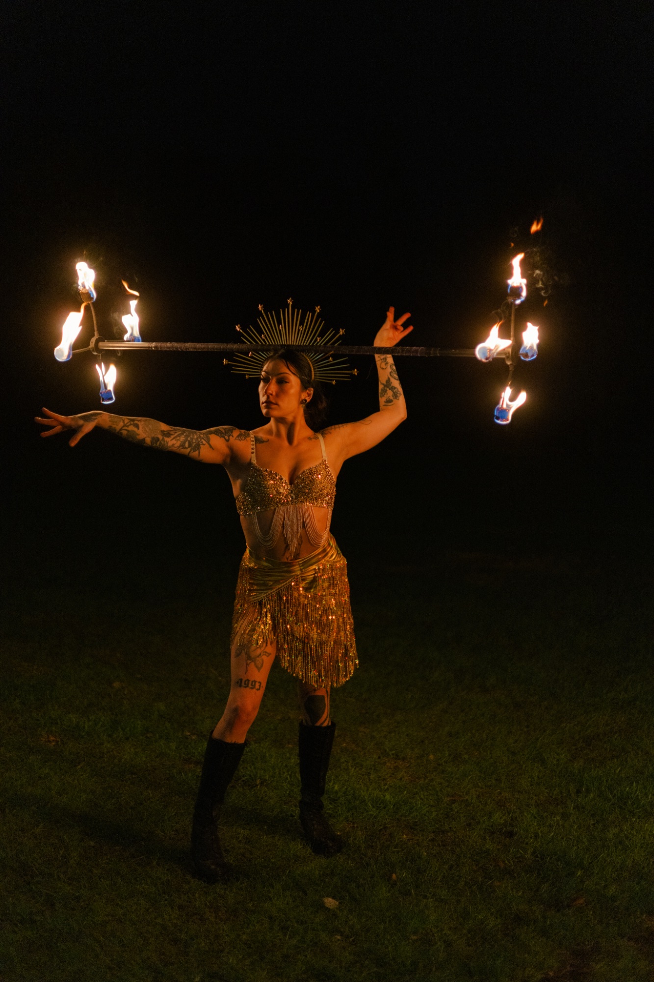 Female fire dancer
